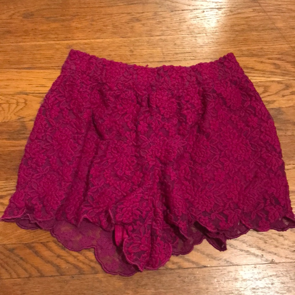 Magenta floral shorts